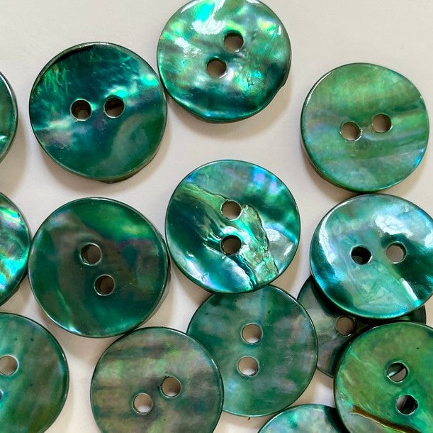 Textile Garden - Abalone Shell Button - 15mm -  Various Colors