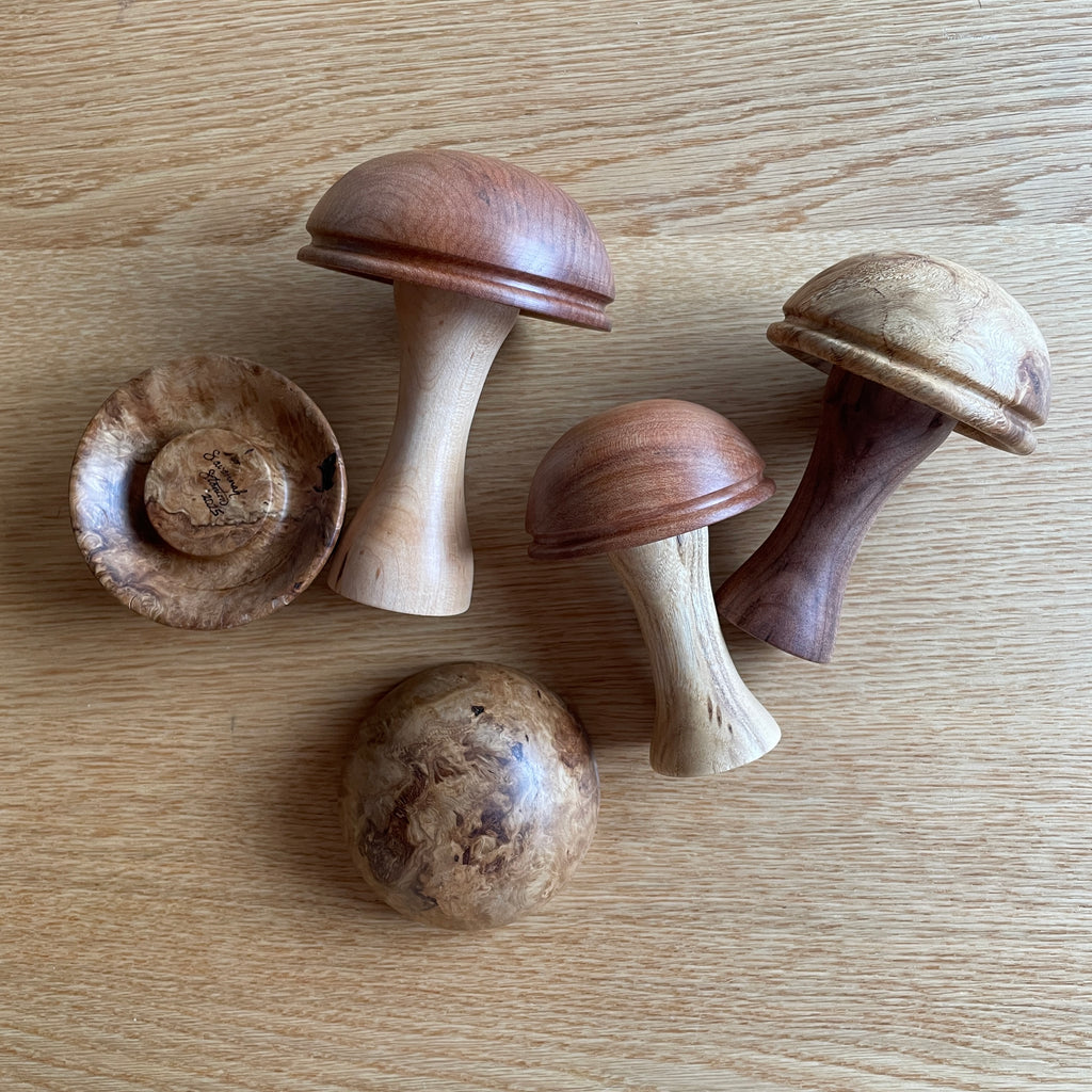 Hand-Turned Wooden Darning Mushrooms - Multiple Sizes