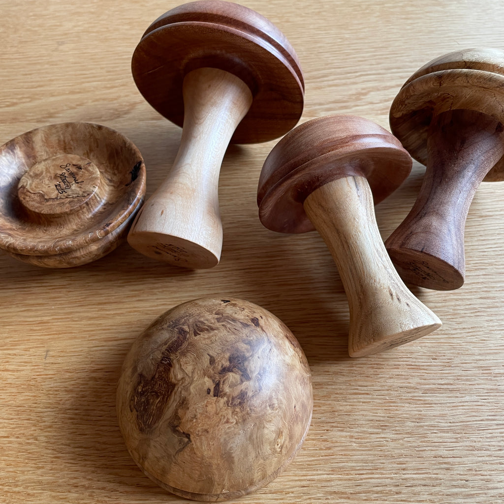 Hand-Turned Wooden Darning Mushrooms - Multiple Sizes