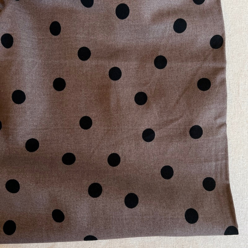 Kokka - Cotton Linen Sheeting - Polka Dot Scatter - Smoky Brown