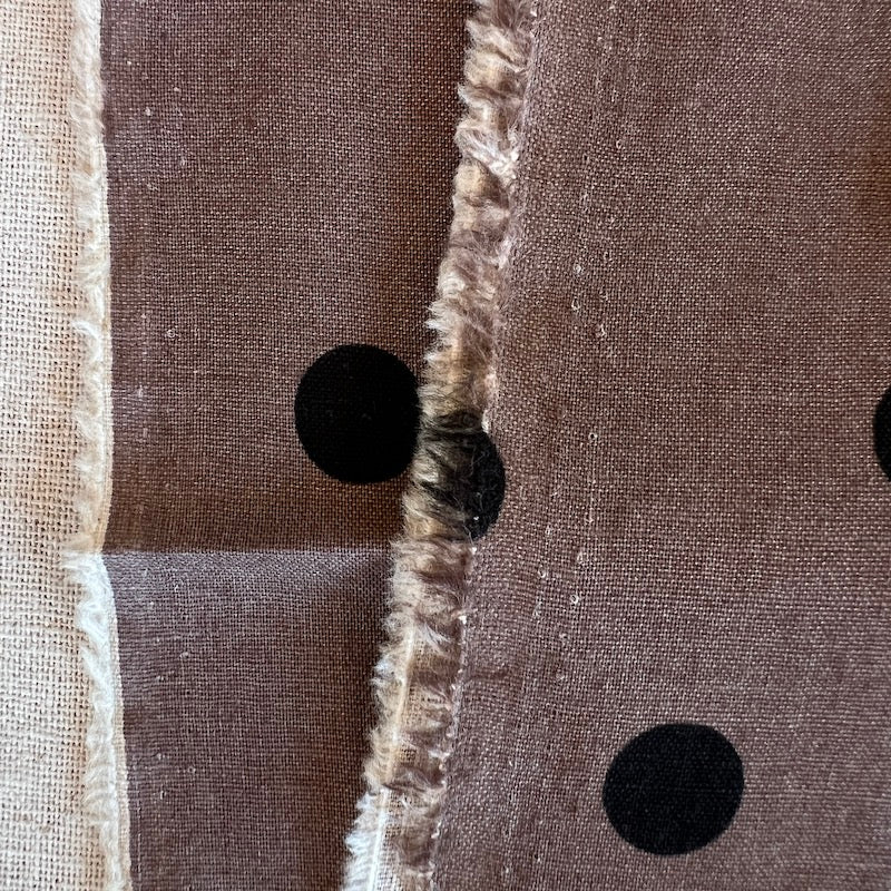 Kokka - Cotton Linen Sheeting - Polka Dot Scatter - Smoky Brown