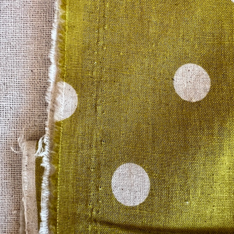 Kokka - Cotton Linen Sheeting - Polka Dot Scatter - Chartreuse