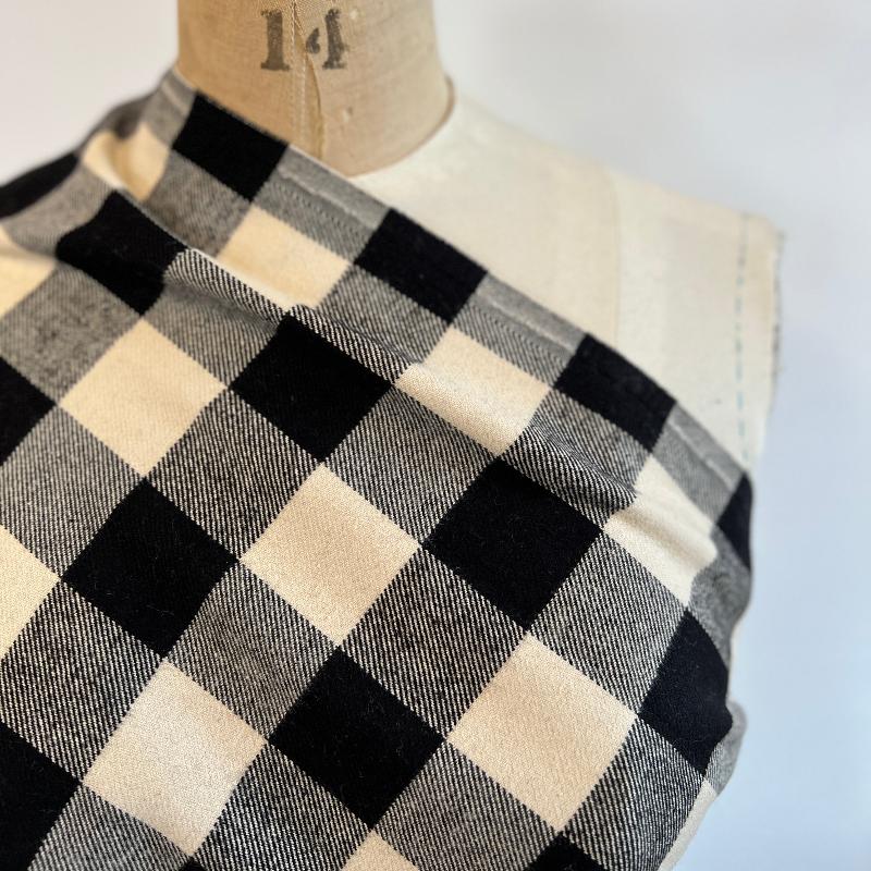 Marcus Fabrics - Flannel - Buffalo Plaid - Cream & Black