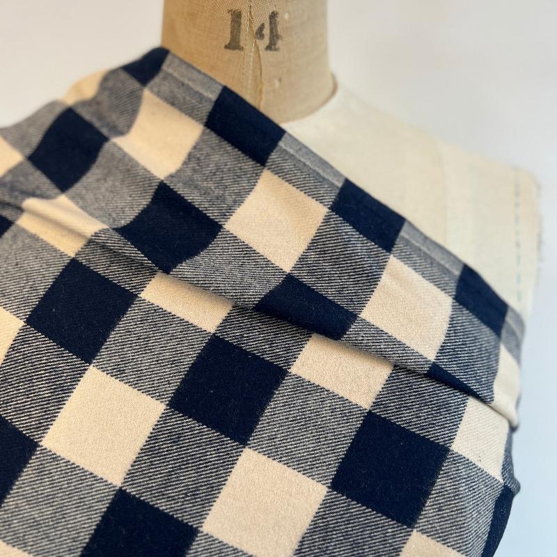 Marcus Fabrics - Flannel - Buffalo Plaid - Cream & Navy