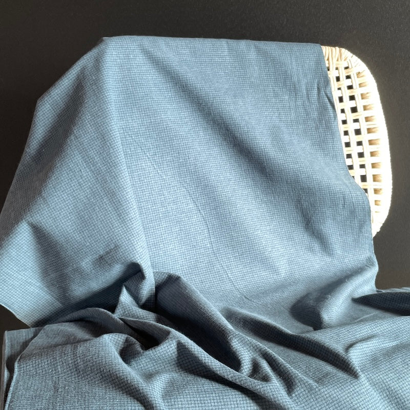 Diamond Textiles - Brushed Yarn-Dyed Cotton - Mini Grid - Bluegray