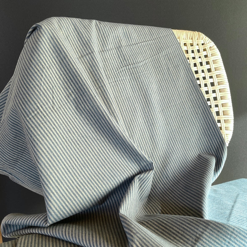 Diamond Textiles - Brushed Yarn-Dyed Cotton - Stripe - Blue Slate