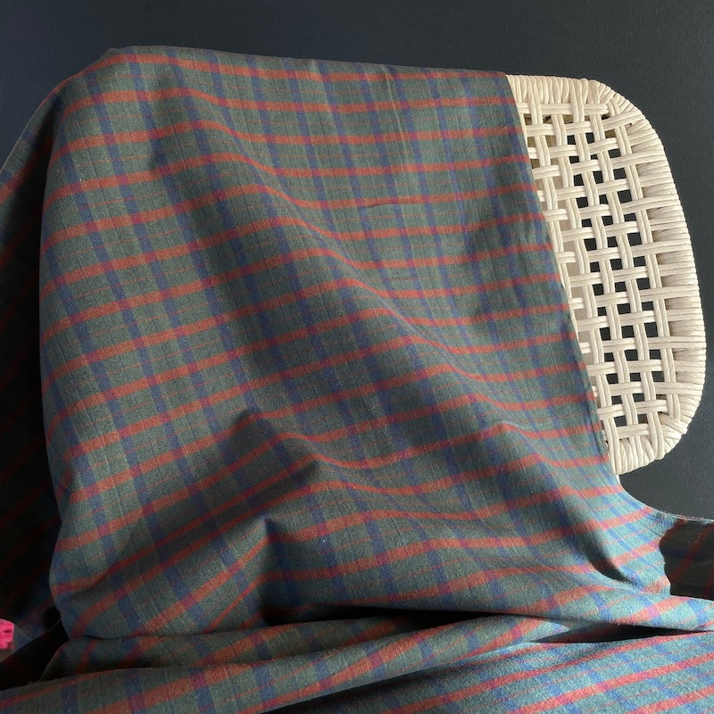 Diamond Textiles - Brushed Yarn-Dyed Cotton - Check - Dark Olive and Brick