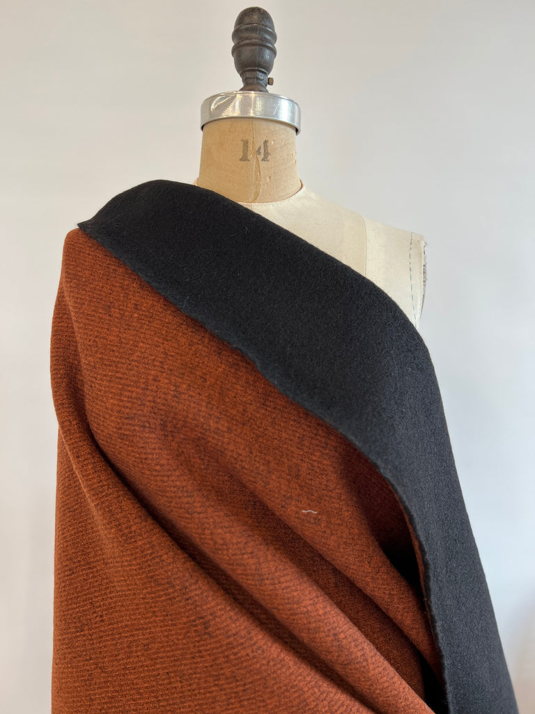 Double-Faced Lanacotta Wool Coating - Rust/Black