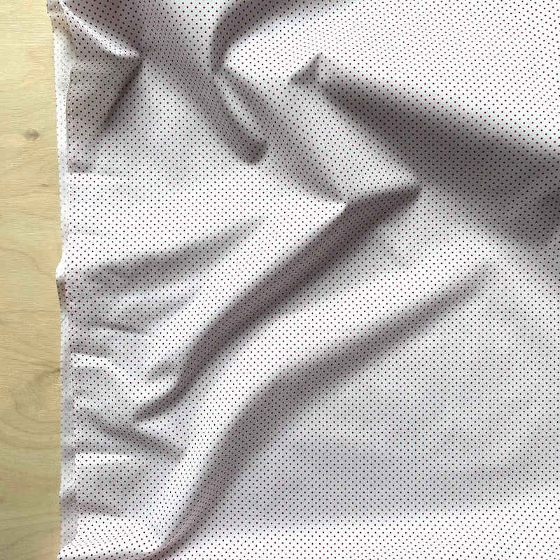 Deadstock - Cotton Shirting - Polka Dot - Red on White