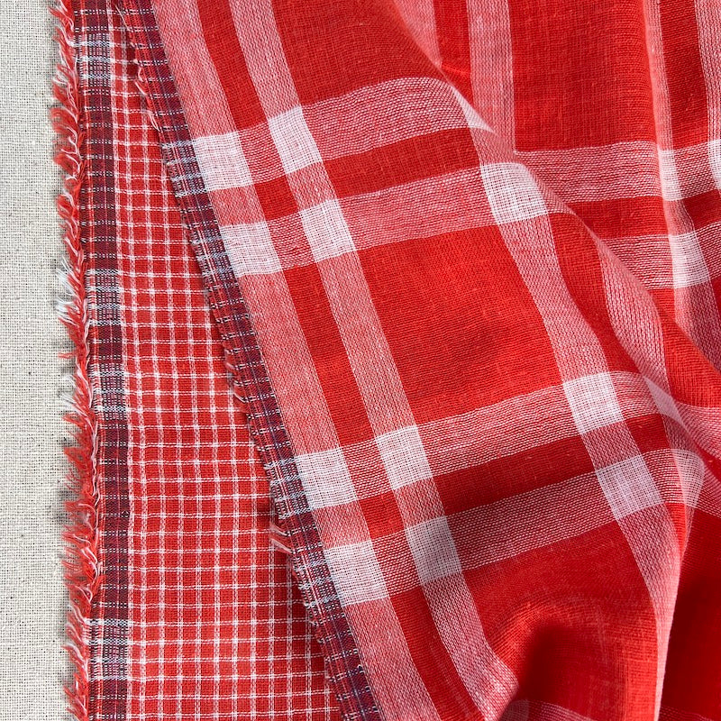 Deadstock - Double Gauze - Reversible Plaid - Tomato