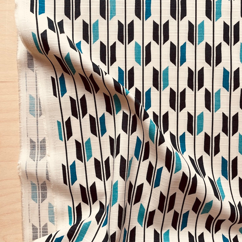Sevenberry - Cotton Dobby - Yabane - Navy and Blue on Natural