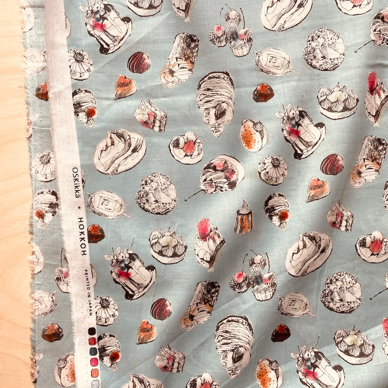 SALE - Hokkoh - Cotton Lawn - Pastries - Sky