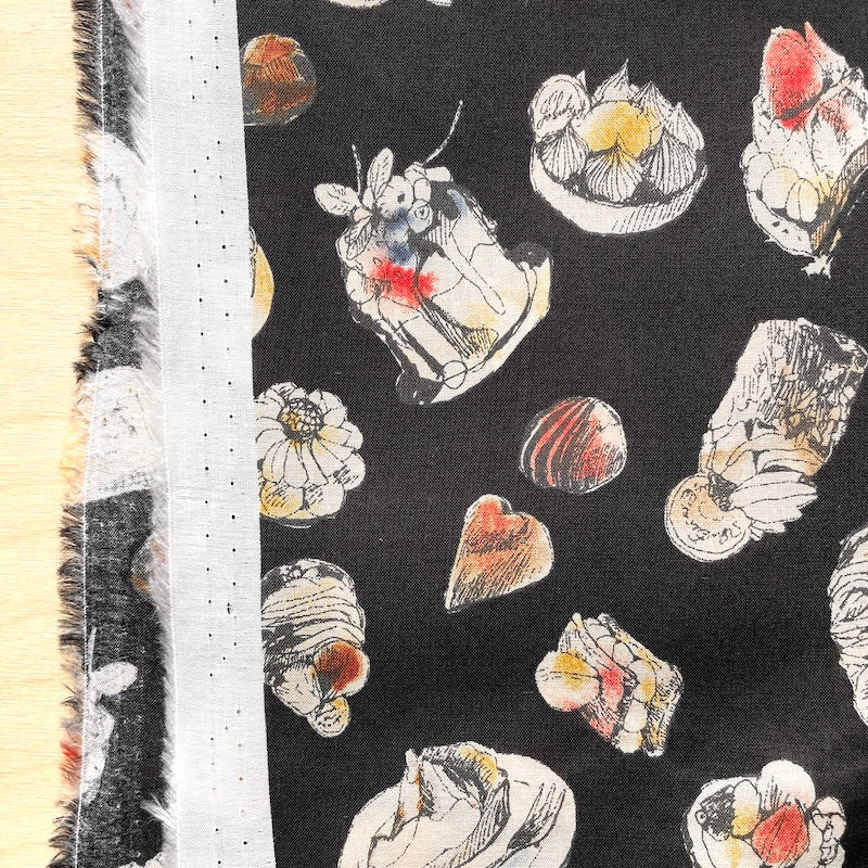 SALE - Hokkoh - Cotton Lawn - Pastries - Black