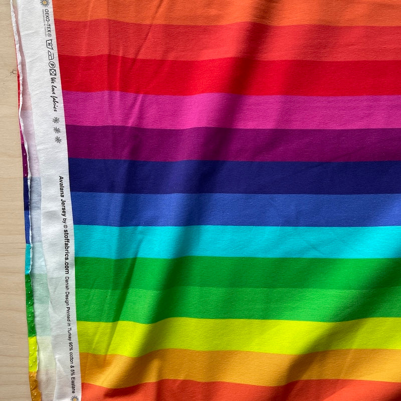 Avalana Knit Jersey - Wide Rainbow Stripe