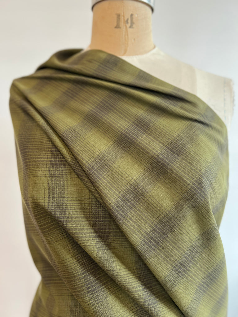 Marcus Fabrics - Cotton Shirting - Primrose Garden Weaves - Tonal Plaid - Green