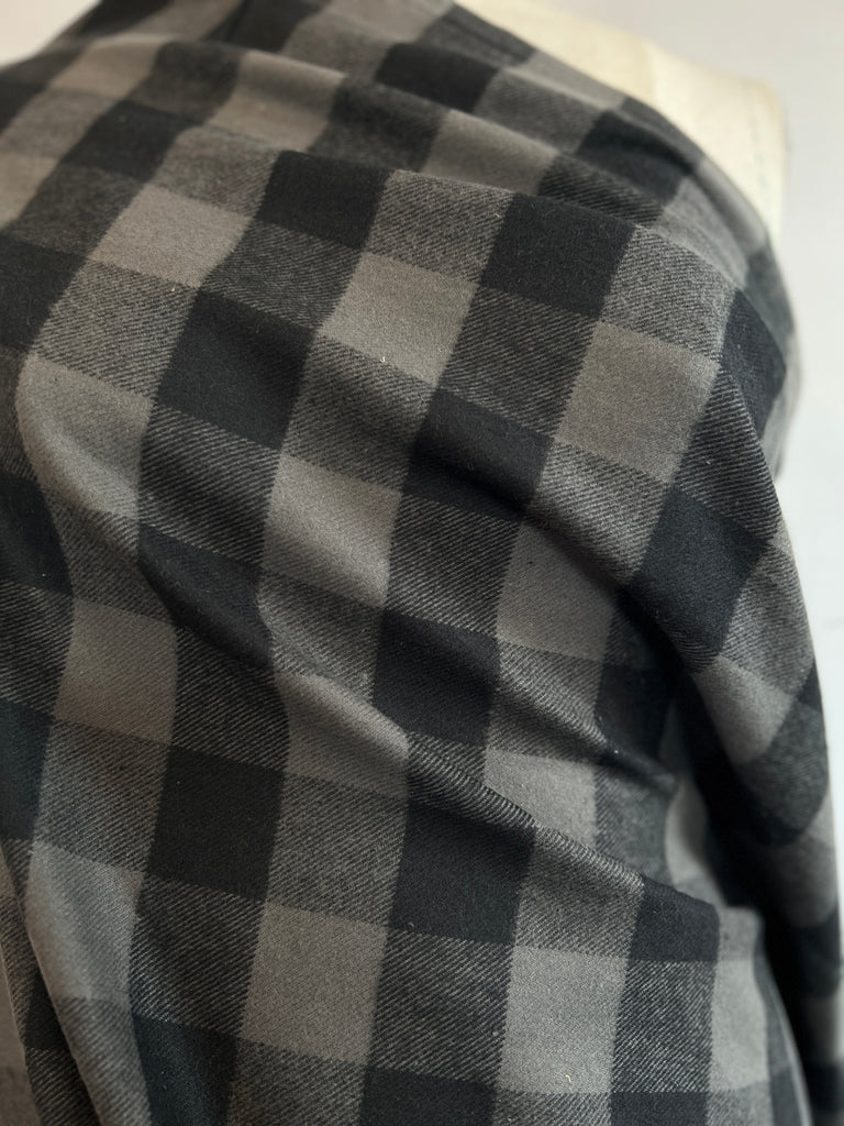 Marcus Fabrics - Cotton Flannel - Buffalo Plaid - Grey Black