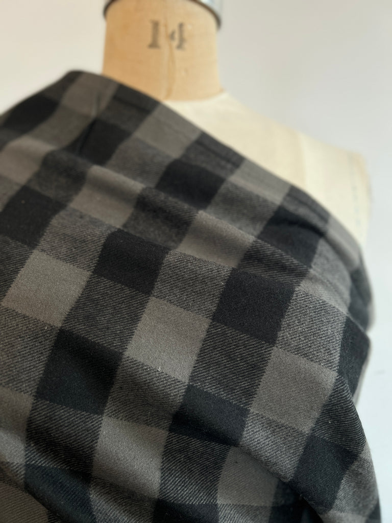 Marcus Fabrics - Cotton Flannel - Buffalo Plaid - Grey Black