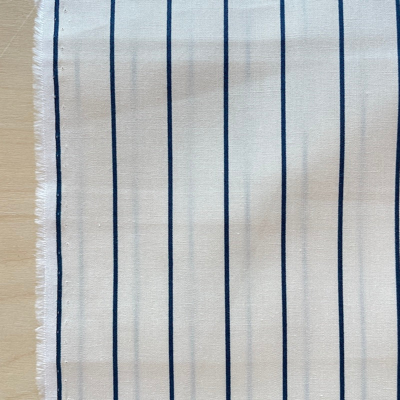 SALE-Cosmo - Cotton Poplin - Thin Stripe - Cream and Navy