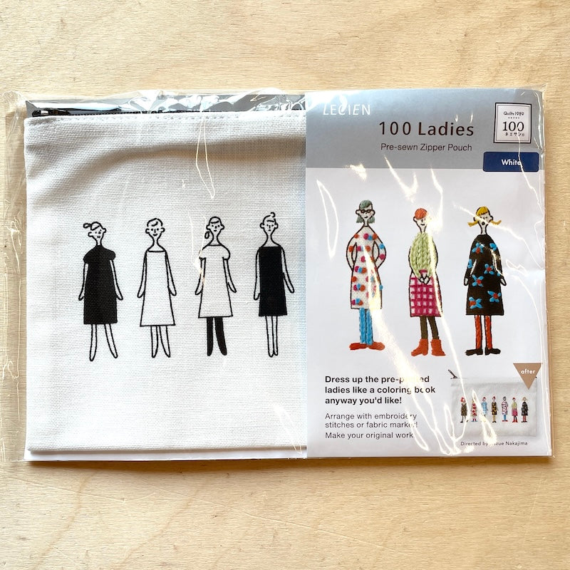 Lecien - Cosmo - Embroidery Cloth - Zipper Pouch - 100 Persons - Various Styles