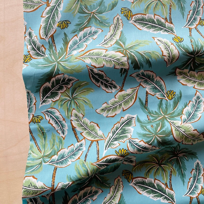 Sevenberry - Cotton Sheeting - Banana Leaves - Turquoise