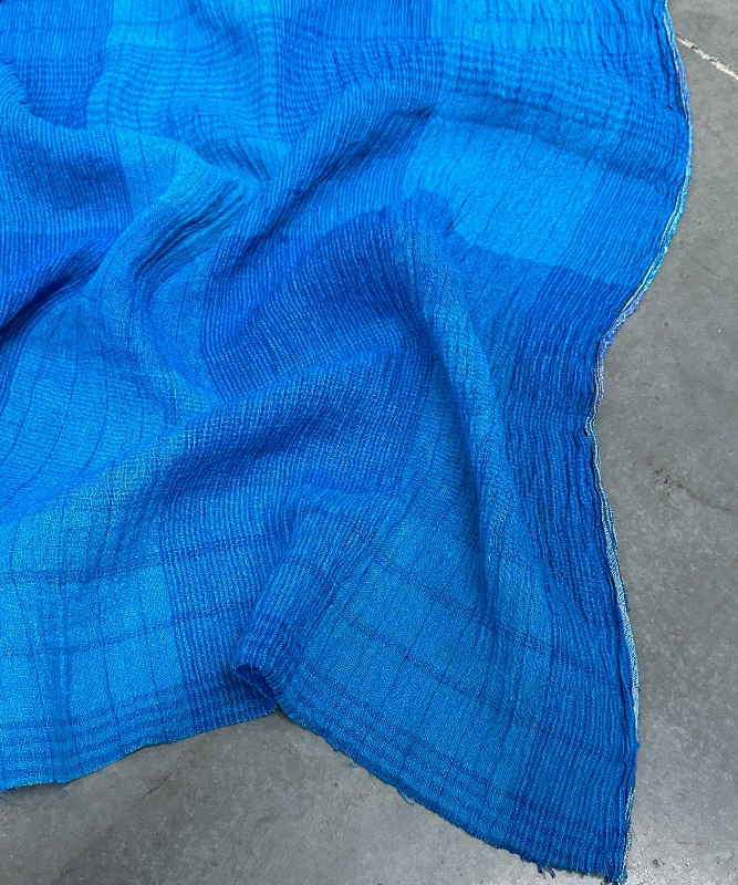 Malaga - Crinkle Linen - Yarn-Dyed Check - Ocean