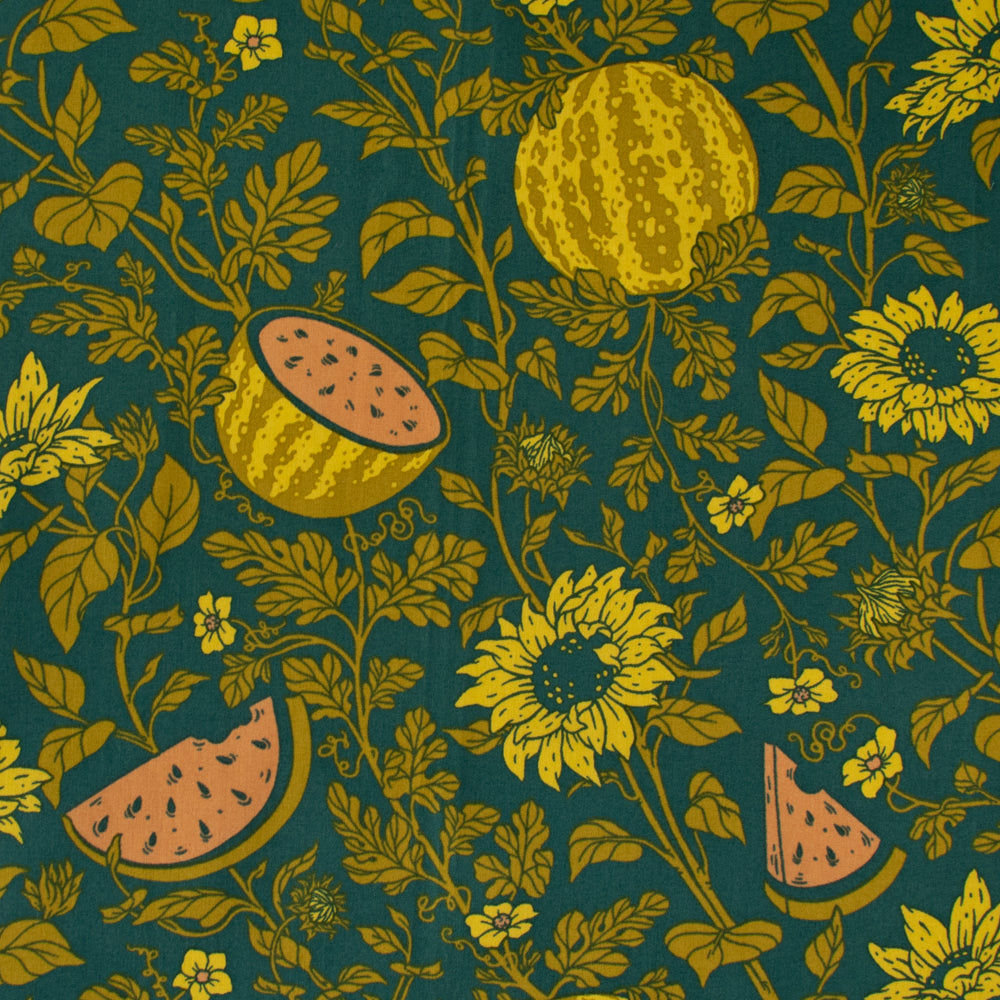 Birch Organic Fabric - Mustard Beetle - Bountiful - Summer Fruit - Forest