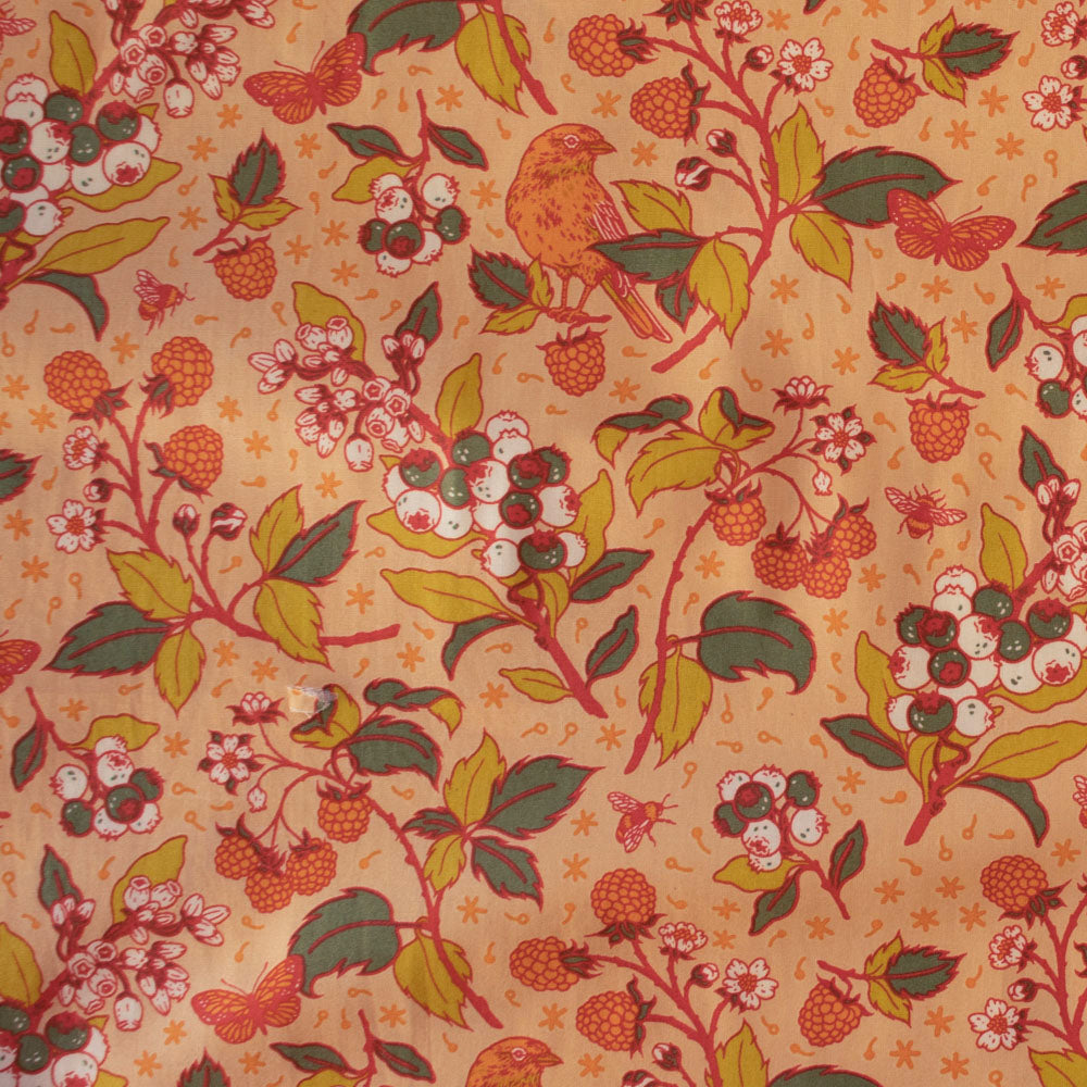 Birch Organic Fabric - Mustard Beetle - Bountiful - Wild Berries - Blush