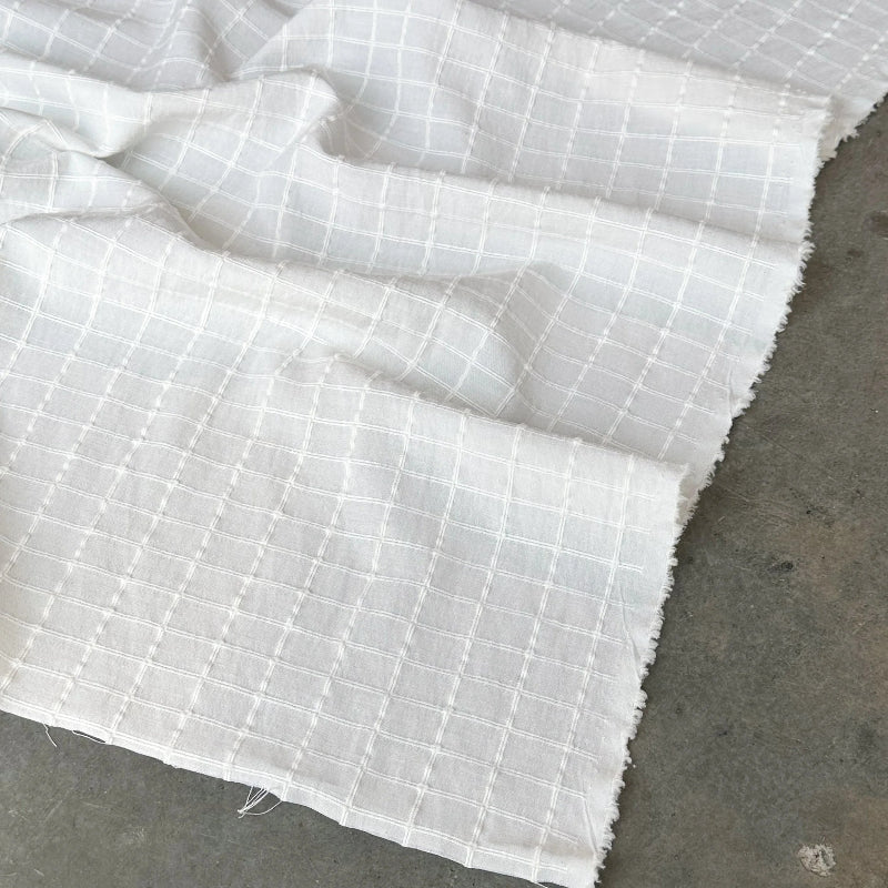 Millie Windowpane Jacquard - Cotton/Rayon Blend - Milk