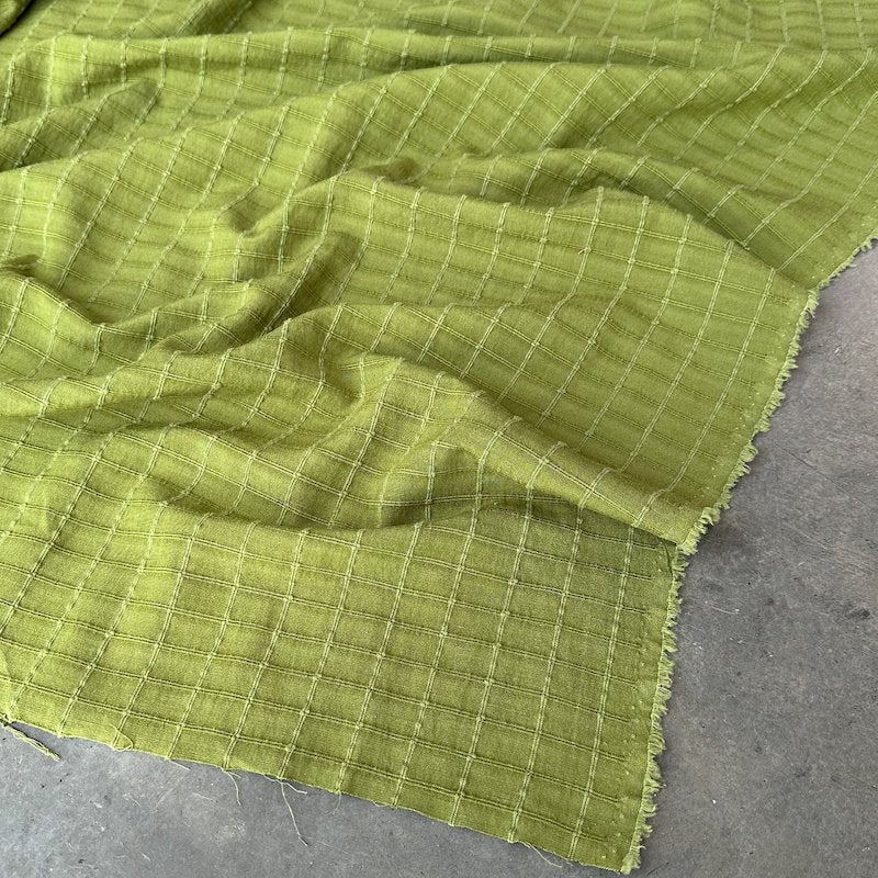 Millie Windowpane Jacquard - Cotton/Rayon Blend - Olive