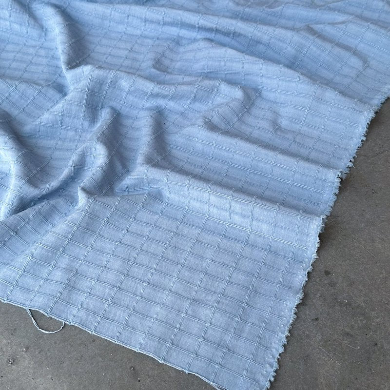 Millie Windowpane Jacquard - Cotton/Rayon Blend - Sky
