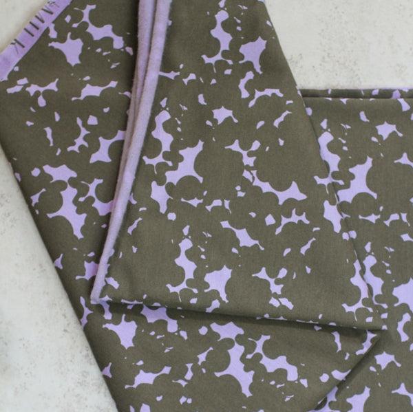 meet Milk - Sava Sweat knit fabric - Cloudy - Khaki, Purple Haze