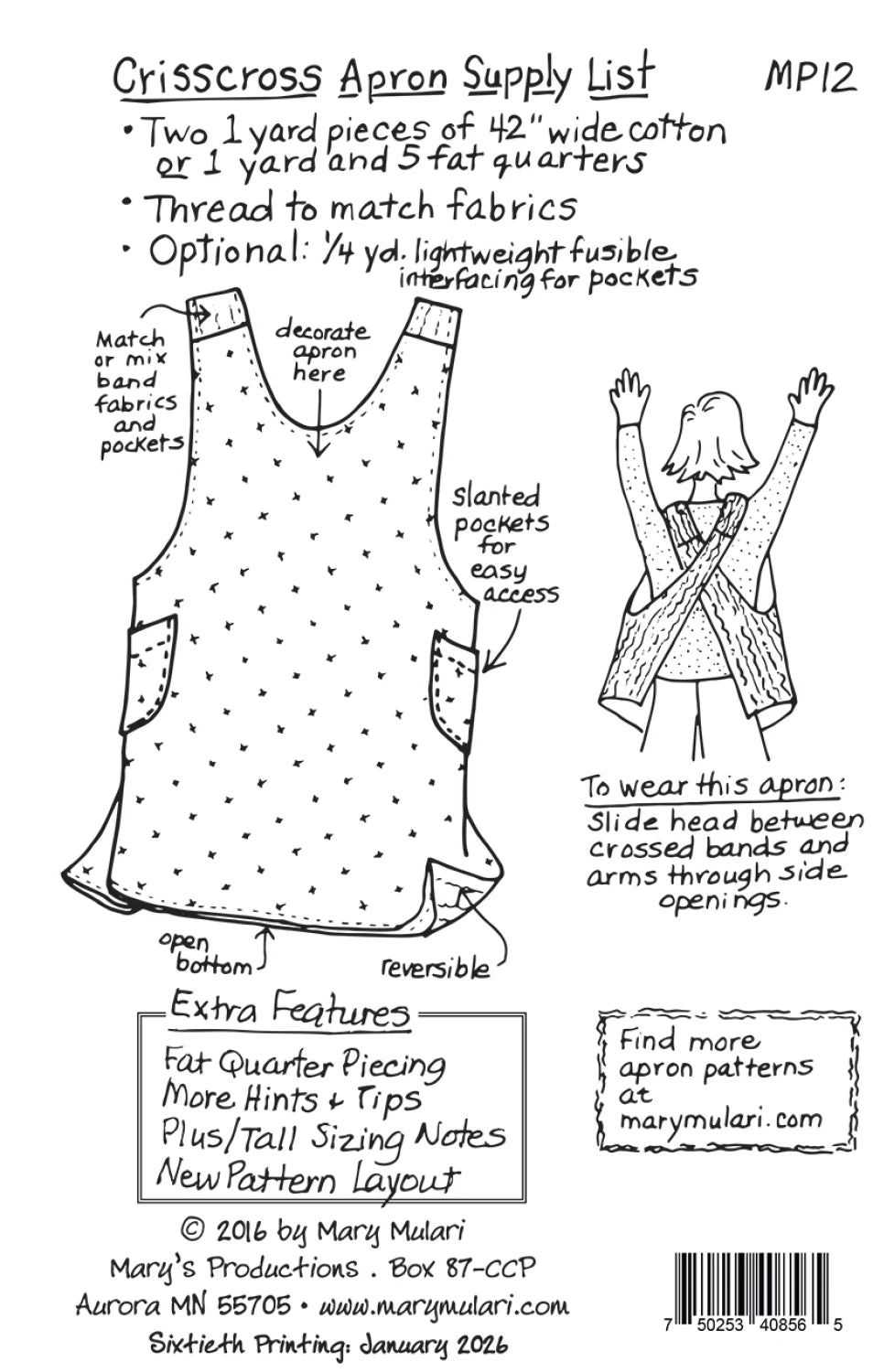Mary Mulari - Crisscross Apron Pattern