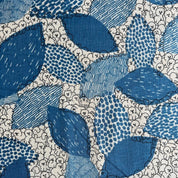 Kokka - Marble SUD - Cotton Linen Sheeting - Bichon Frise - Blue