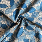 Kokka - Marble SUD - Cotton Linen Sheeting - Bichon Frise - Blue