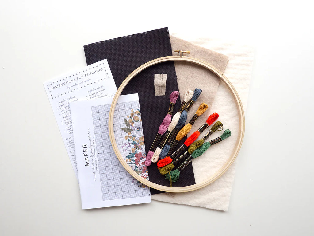 Junebug & Darlin - 10" Inch Cross Stitch Kit - Maker