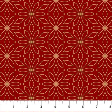 Northcott - Shimmer Sparkle - Red Floral