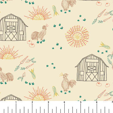 Phoebe Fabrics - Chicken Scratch - Farm Day