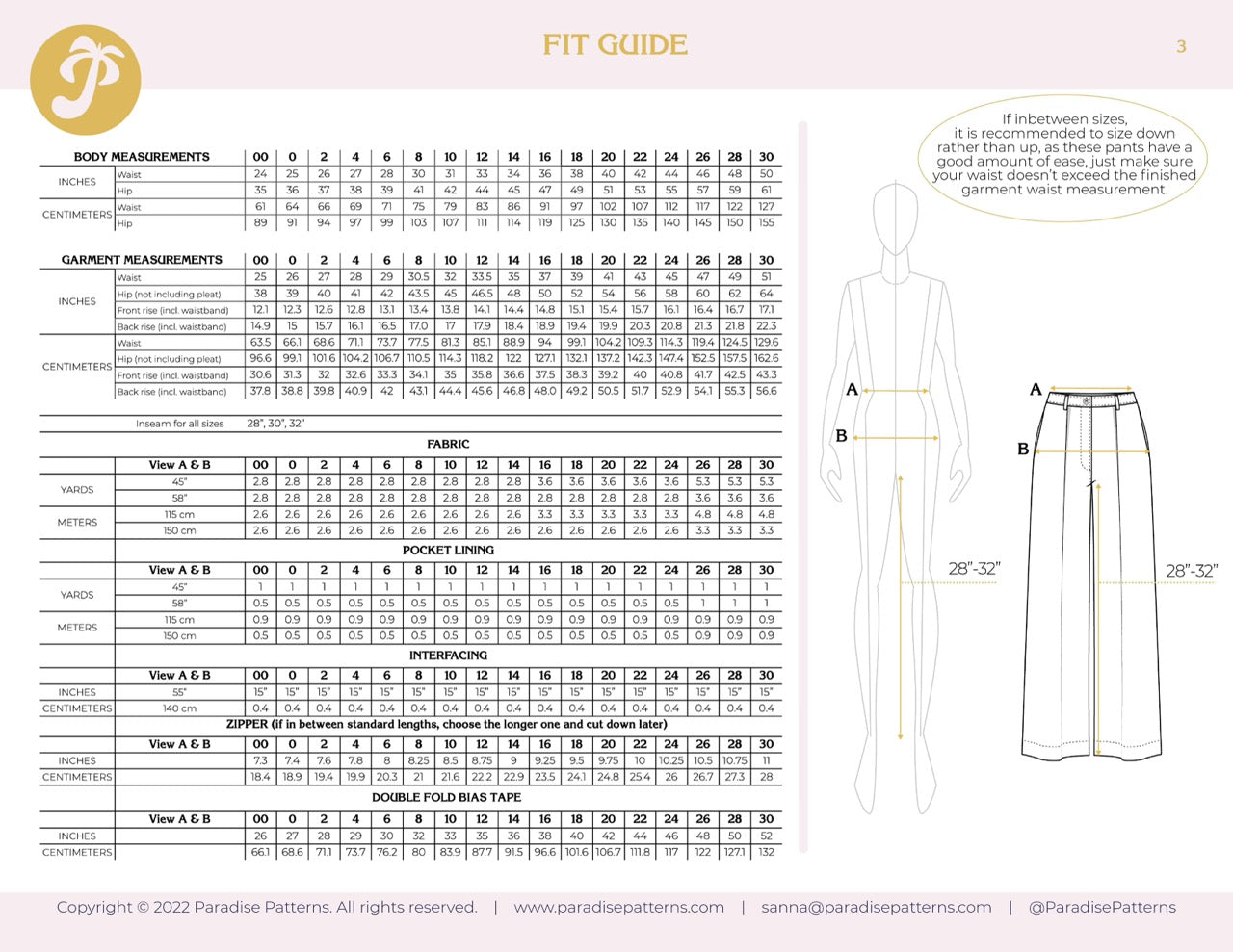 Paradise Patterns - Protea Pants - PDF and Printed Pattern