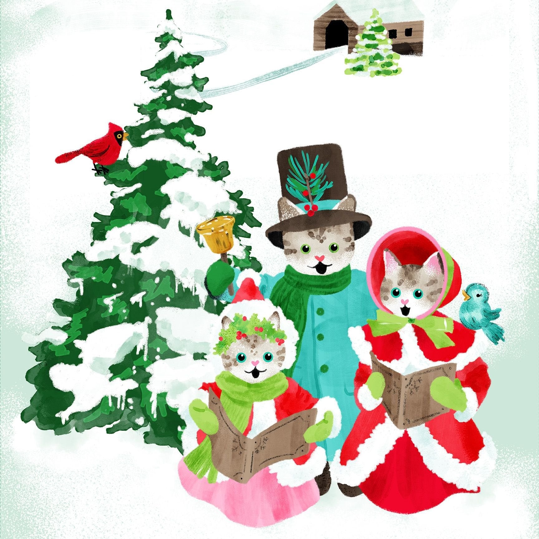 Dear Stella - Panel - Whisker Wonderland - Catmus Carols - Multi