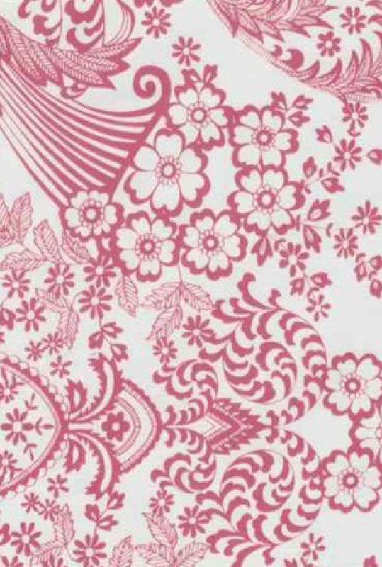 Oil Cloth - Paradise Lace - Pink on White