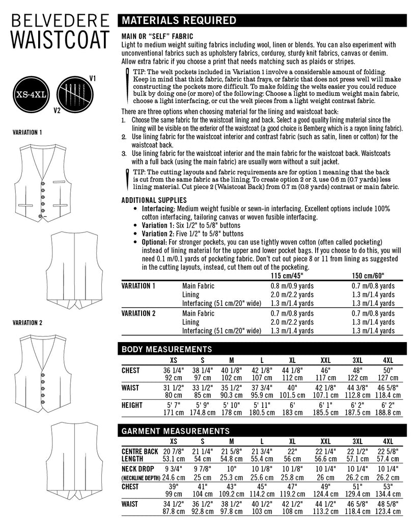 Thread Theory - Belvedere Waistcoat - PDF and Printed Pattern