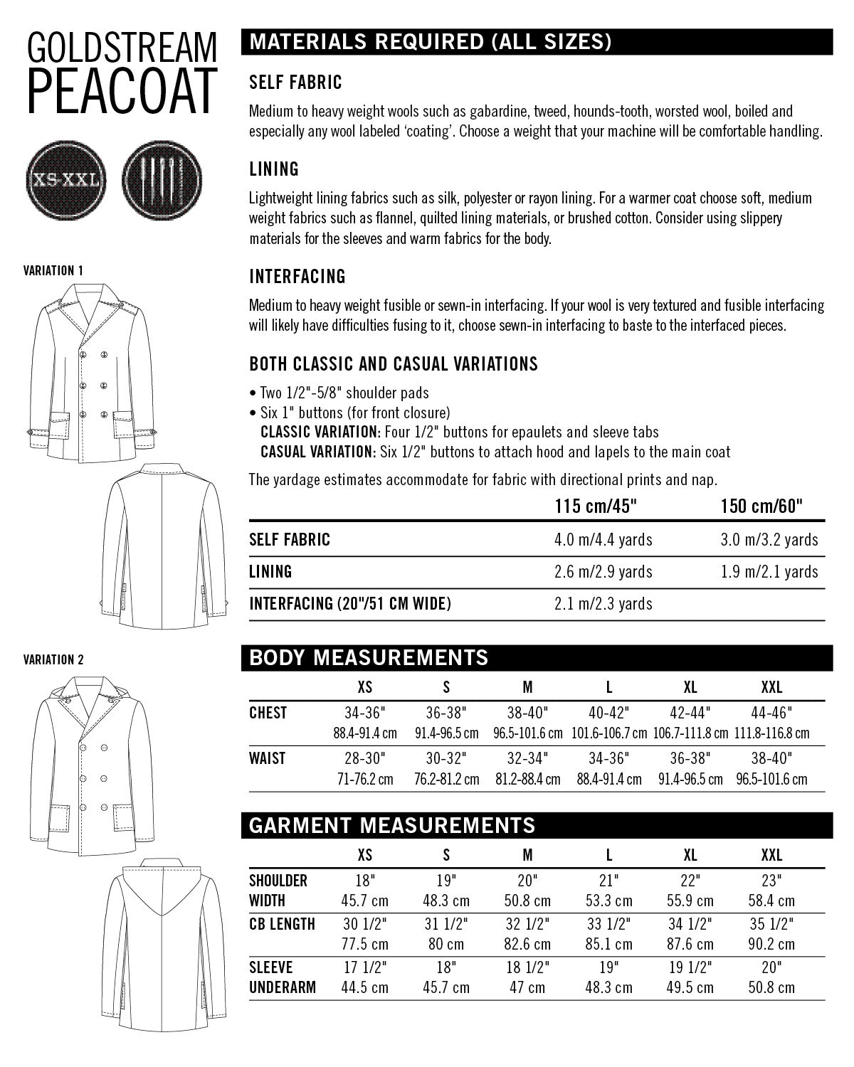 Thread Theory - Goldstream Peacoat - PDF and Printed Pattern