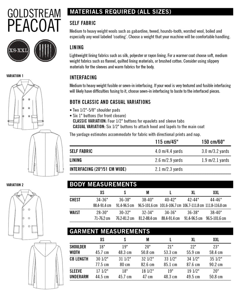 Thread Theory - Goldstream Peacoat - PDF and Printed Pattern