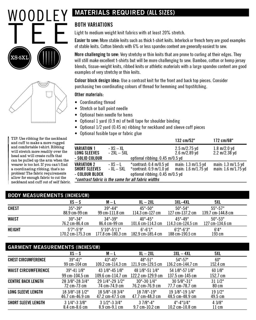 Thread Theory - Woodley Tee - Men's Sizing - PDF and Printed Pattern