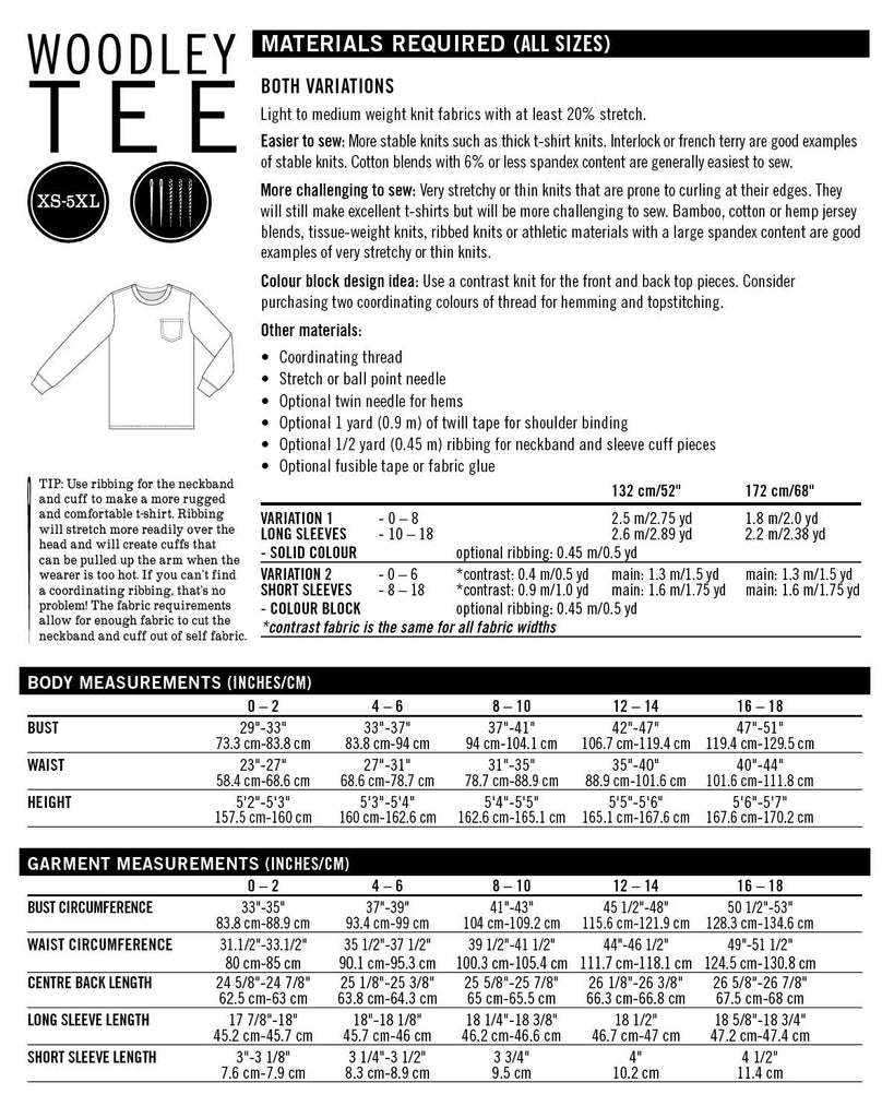 Thread Theory - Woodley Tee - Women's Sizing - PDF and Printed Pattern