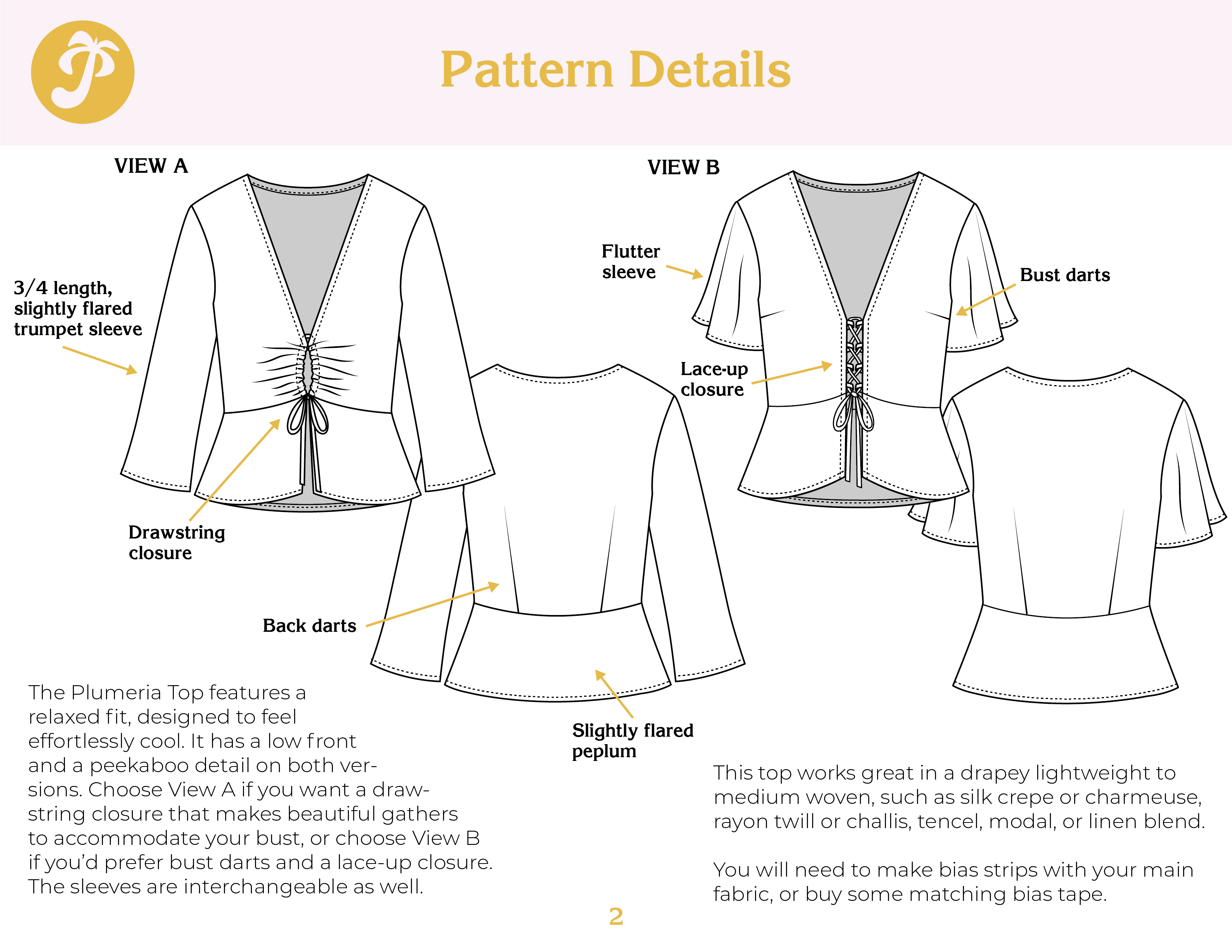 Paradise Patterns - Plumeria Top - PDF and Printed Pattern
