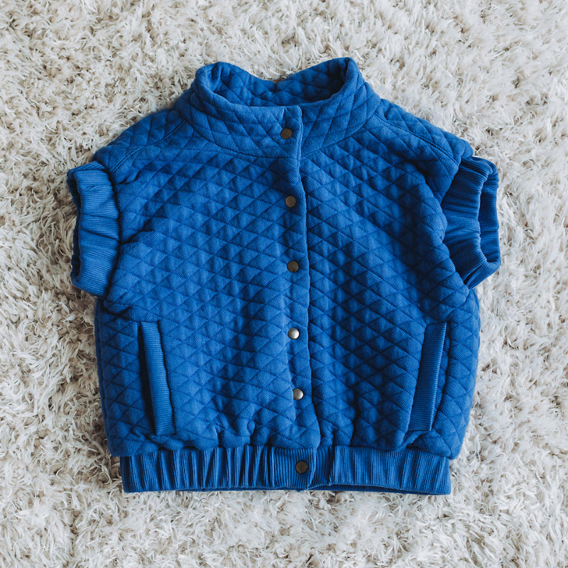 See You at Six - Quilted Piqué Knit - Surf The Web Blue