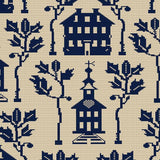 Marcus Fabrics - Indigo Schoolhouses - School House - Beige