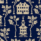 Marcus Fabrics - Indigo Schoolhouses - School House - Navy