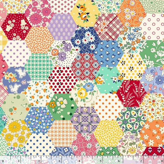 Marcus Fabrics - Aunt Grace Goes Scrappy - Hexagon - Multi